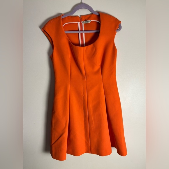 Fendi Orange A-Line Midi, Scoop Neck & Sleeveless, Cocktail Dress